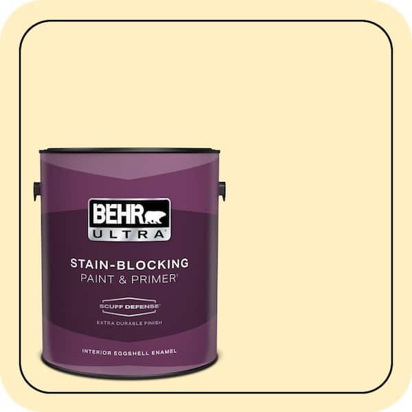 BEHR ULTRA 1 gal. #380A-2 Moonlit Yellow Extra Durable Eggshell Enamel Interior Paint & Primer
