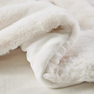 Sable Ivory Solid Faux Fur Throw Blanket