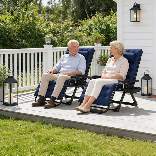 SUKLOM 2-Pieces XXL Zero Gravity Chair 500 lbs. Folding Recliner