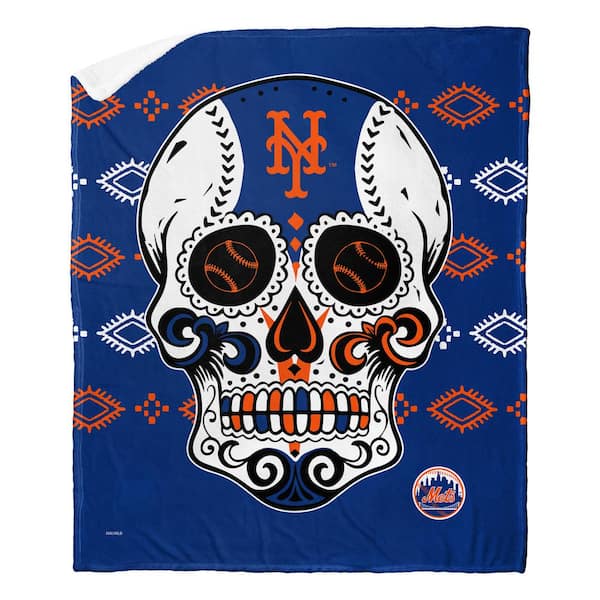 THE NORTHWEST GROUP MLB Mets Candy Skull Silk Touch Sherpa Multicolor Throw