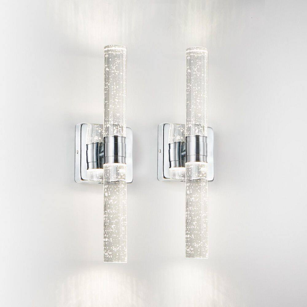 17 in. 2-Light Chrome Finish with Bubble Crystal Modern Wall Sconce for Bathroom, Vertical or Horizontal Wall Mount price history on PriceWatchPro