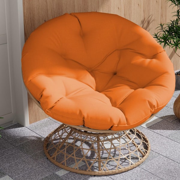 Wicker Outdoor Chaise Lounge Radar Chair with Orange Cushions
