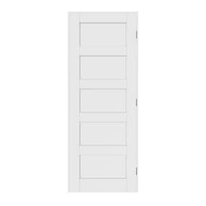 32 in. x 80 in. Paneled Blank 5-Lite Right Handed White Solid Core MDF Prehung Door with Quick Assemble Jamb Kit