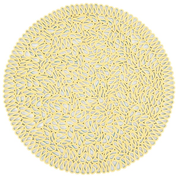 Novelty 6 ft. x 6 ft. Round Yellow/Blue Double Sided Woven Area Rug