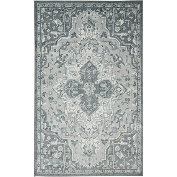 Mohawk Home Emiko Grey 5 ft. x 8 ft. Oriental Area Rug