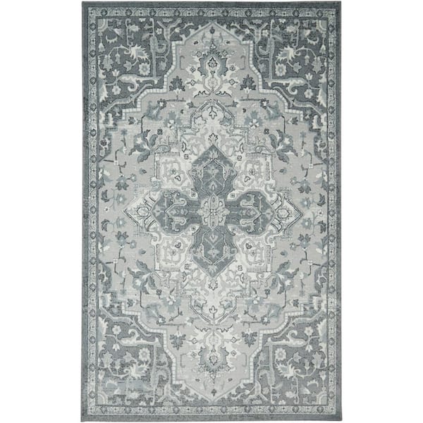 Mohawk Home Emiko Grey 8 ft. x 10 ft. Oriental Area Rug
