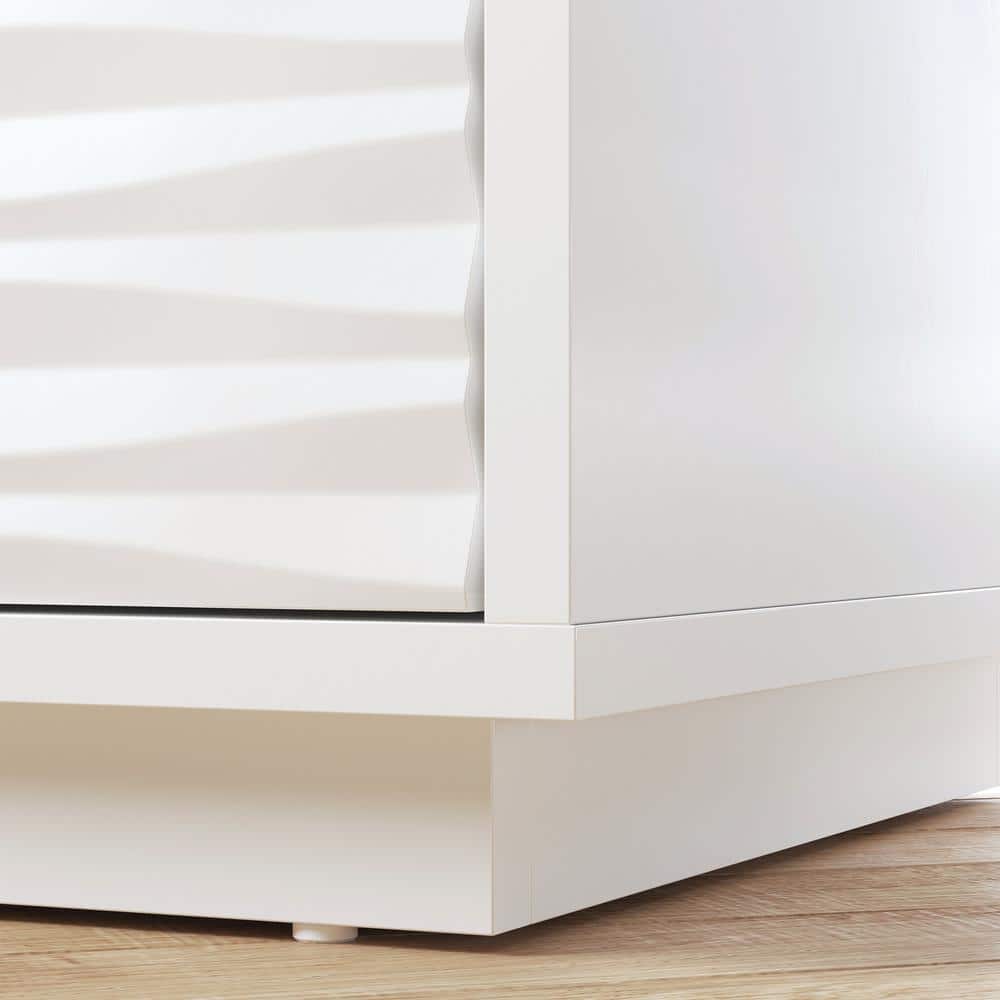Coastal Wave White Engineered Wood Nightstand with Gold Hardware