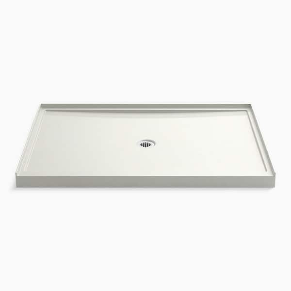 Rely 60 in. L x 42 in. W Alcove Shower Pan Base with Center Drain in Dune
