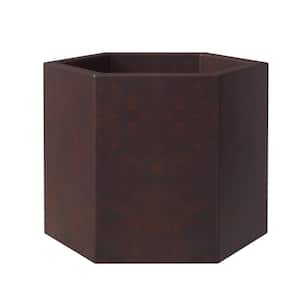 Thicket 3-Piece Fiberstone Hexagon Planter Weather Resistant Plant Pot with Drainage Holes in Brown (7 in. H)