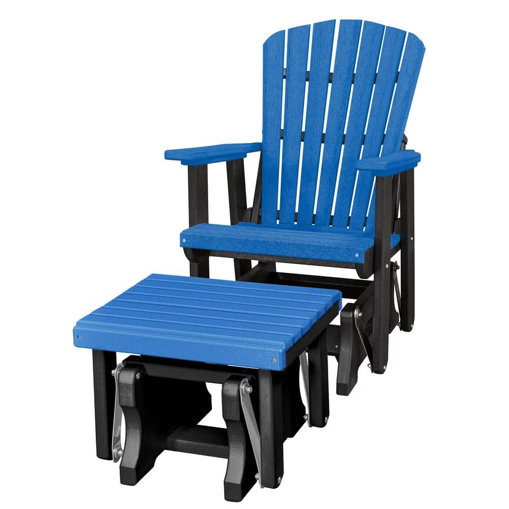 Adirondack Series 27 in. 1-Person Black Frame High Density Plastic Outdoor Glider with Gliding Ottoman price history on PriceWatchPro