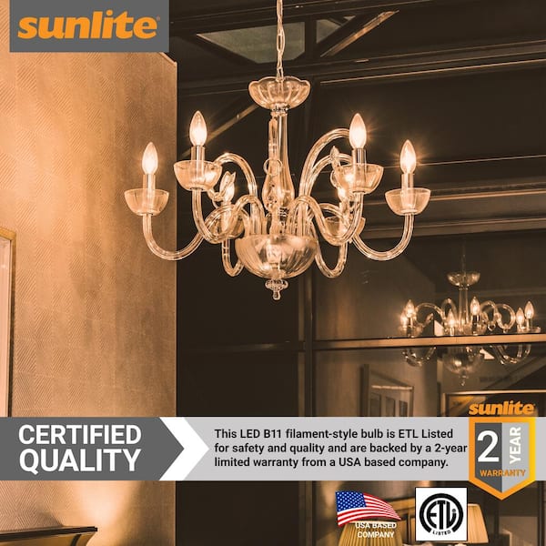 Sunlite 60-Watt Equivalent B11 Dimmable Candle Clear Glass Filament Vintage Edison LED Light Bulb in Warm White (12-Pack) Sunlite 60-Watt Equivalent B11 Dimmable Candle Clear Glass Filament Vintage Edison LED Light Bulb in Warm White (12-Pack)