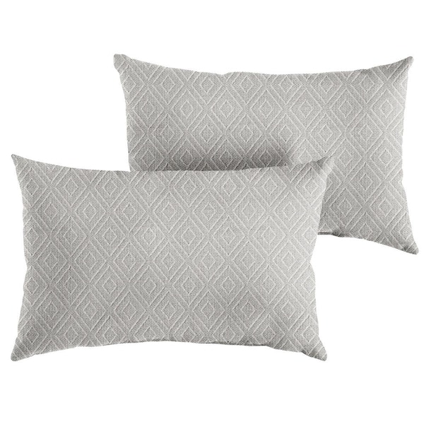 SORRA HOME Sunbrella Retain Oyster Rectangle Outdoor Lumbar Pillow (2-Pack)