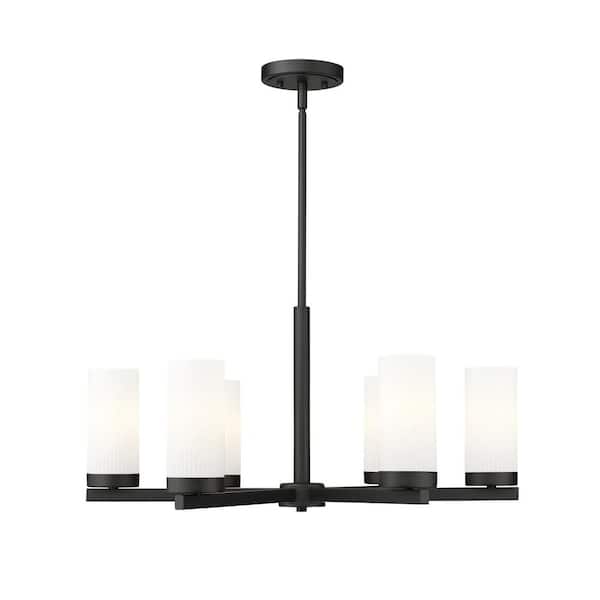 Unbranded Danica 6-Light in Matte Black Chandelier with no bulbs included