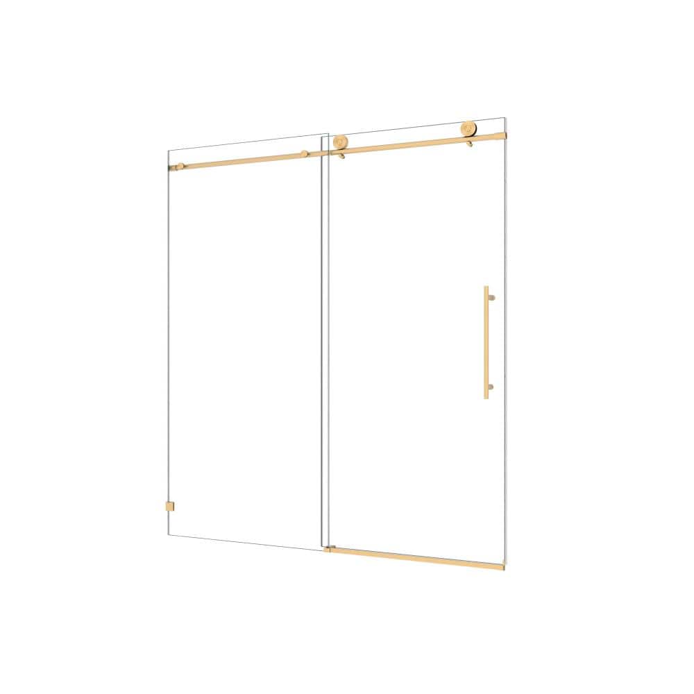 60 in. W x 76 in. H Sliding Semi-Frame Shower Door in Gold Finish with Clear Tempered Glass price history on PriceWatchPro