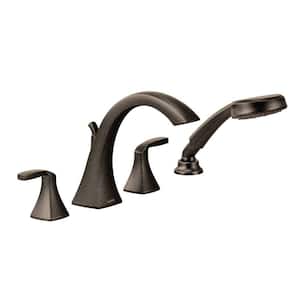 Voss 2-Handle High-Arc Roman Tub Faucet Trim Kit with Hand Shower in Oil Rubbed Bronze (Valve Not Included)