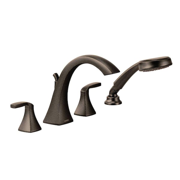 MOEN Voss 2-Handle High-Arc Roman Tub Faucet Trim Kit with Hand Shower in Oil Rubbed Bronze (Valve Not Included)