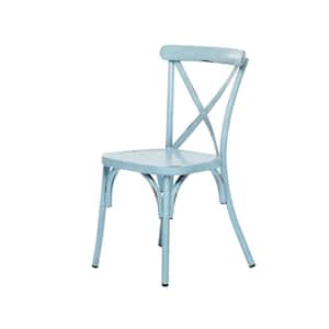 Blue Metal Farmhouse Outdoor Dining Chair (Set of 2)
