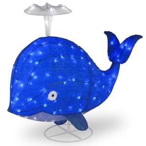 40 in. Spouting Blue Whale with LED Lights