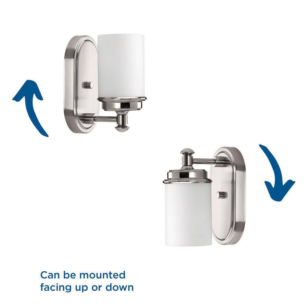 Brushed Nickel 12" Vanity Light with Etched Opal Glass