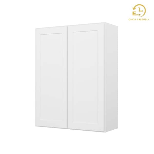 Easy-DIY 33 in. W x 12 in. D x 42 in. H Ready to Assemble Wall Kitchen Cabinet in Shaker White 2-Door-3 Shelves