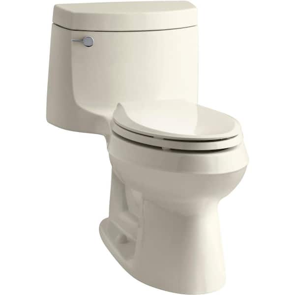 KOHLER Cimarron 1-piece 1.28 GPF Single Flush Elongated Toilet with AquaPiston Flush Technology in Almond, Seat Included