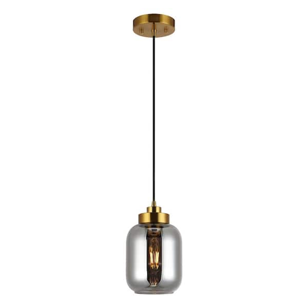Ethyx 4-Watt 1-Light Smoke Gray Pendant Light with Glass Shade