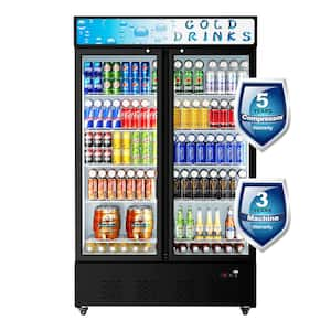 48 in. 40 cu. ft. Foot Commercial Upright Display Refrigerator 2 Glass Door Beverage Refrigerator (Black)