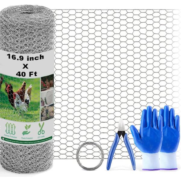 16.9 in. Galvanized Metal Floral Chicken Wire Fencing Mesh for Crafts Poultry Garden Hexagonal Hardware Cloth Netting