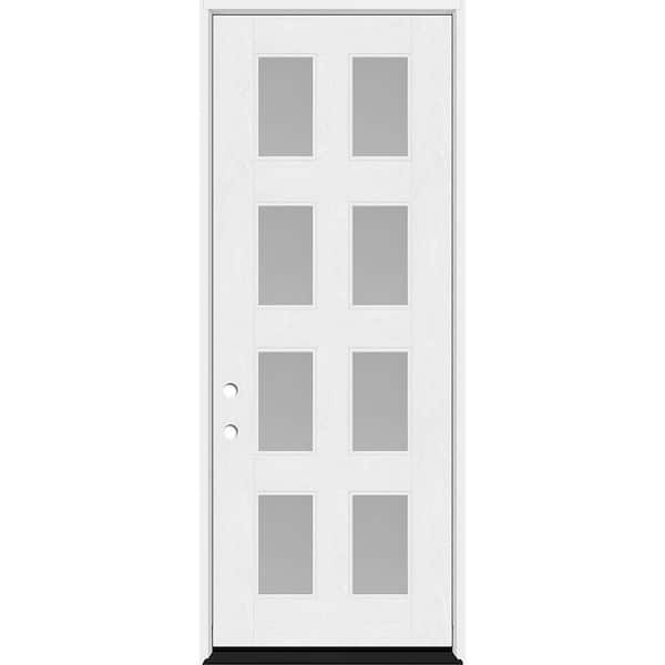 Steves & Sons Regency 42 in. x 96 in. 8L Modern Clear Glass RHIS Unfinished Fiberglass Prehung Front Door with 4 in. Jamb