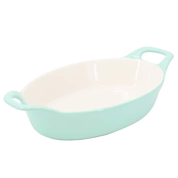 MARTHA STEWART Vanowen 1.2 qt. Stoneware Oval Baker in Blue