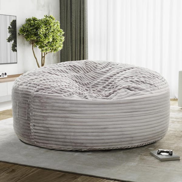 Kade Medium Memory Foam Polyester Corduroy Grey Bean Bag