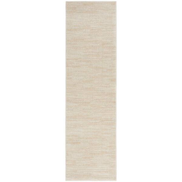 Essentials 2 ft. x 10 ft. Ivory Beige Kitchen Runner Solid Indoor/Outdoor Rug