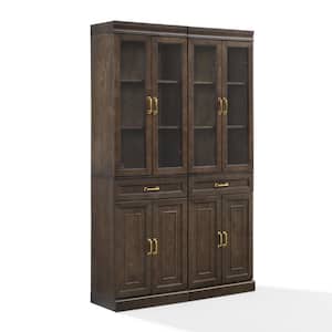 Stanton Coffee Engineered Wood 47.5 in. Pantry Cabinet with Glass Doors Set (2-Piece)