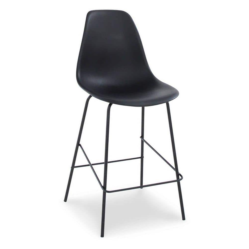 Benjara 25 In. Black Low Back Metal Frame Counter Height Stool With ...