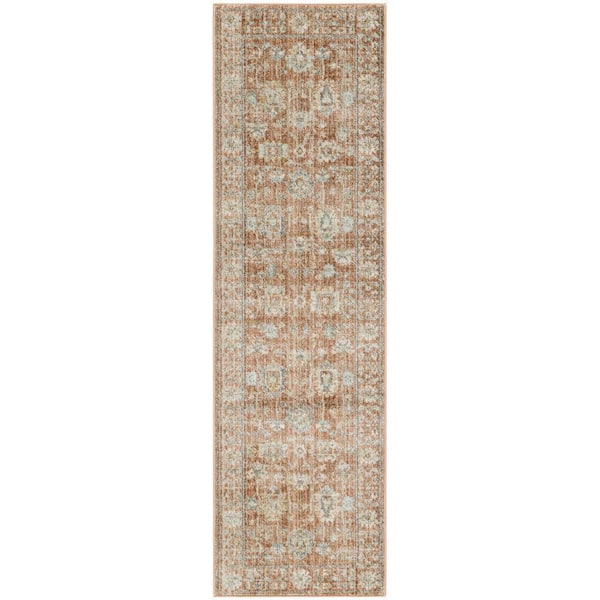 Nourison Oases Terracotta 2 ft. x 8 ft. Distressed Traditional Runner Area Rug