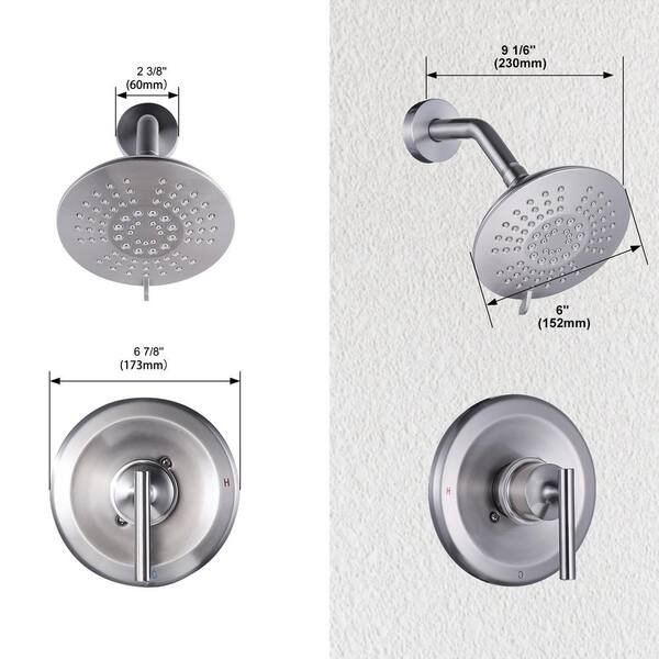 6-7/8 in. 1-Spray Wall Mount Showerhead Shower Set in Brushed Nickel 6-7/8 in. 1-Spray Wall Mount Showerhead Shower Set in Brushed Nickel