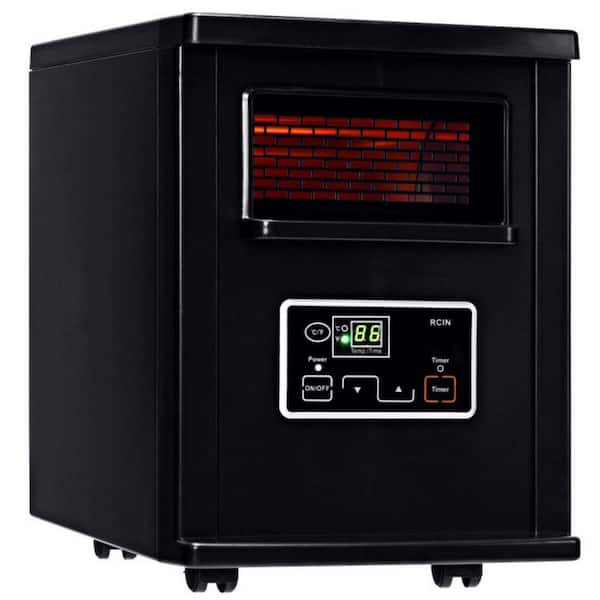 Clihome 1500-Watt Black 3 Elements Electric Portable Remote Infrared Heater Quartz Space Heater with Remote Control, Timer