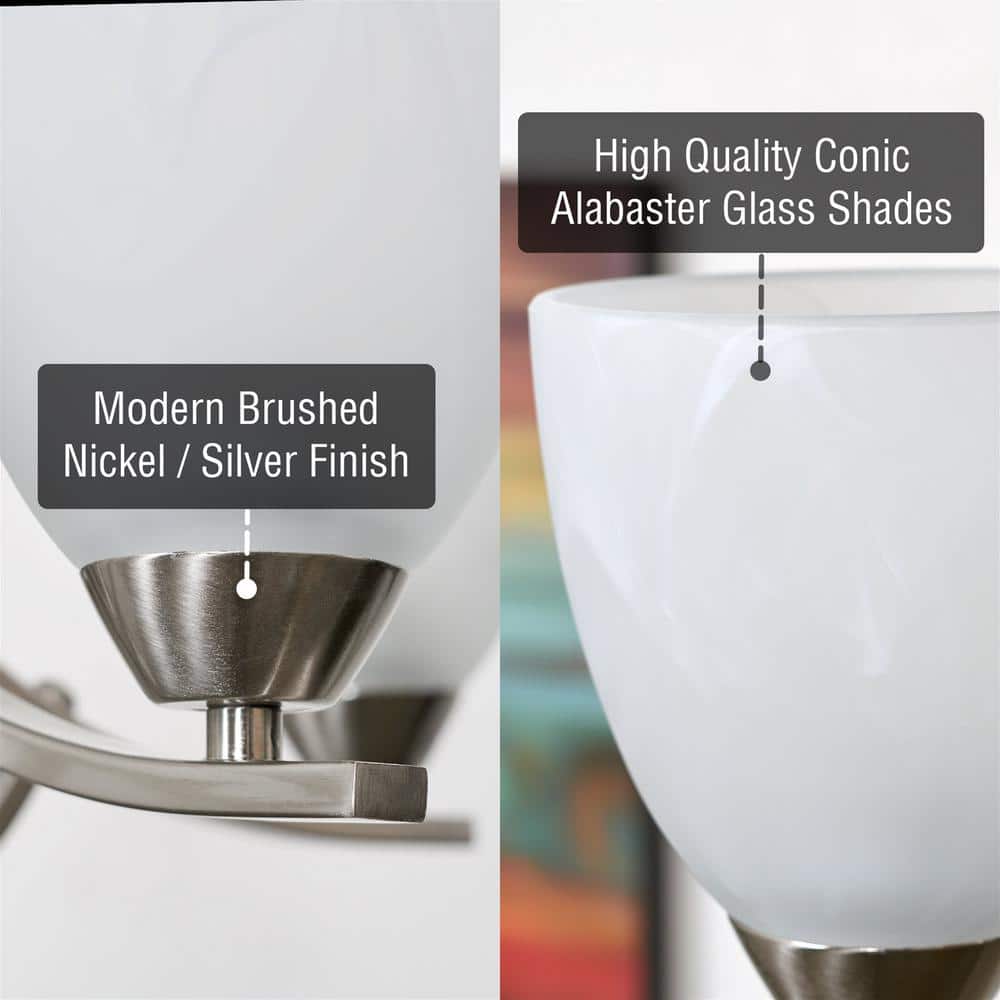Elegant Brushed Nickel 5-Light Chandelier with Alabaster Glass Shades