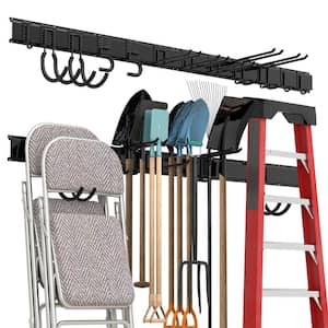 68 in. Garage Tool Storage Steel Rack, 600 lbs. Load Capacity Wall Mounted Storage Organizer System with 12 Hooks