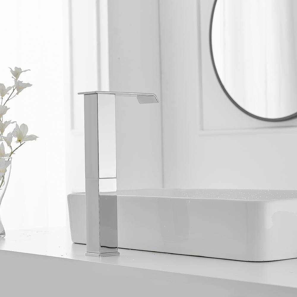 Polished Chrome Touchless Vessel Sink Faucet with Pop Up Drain