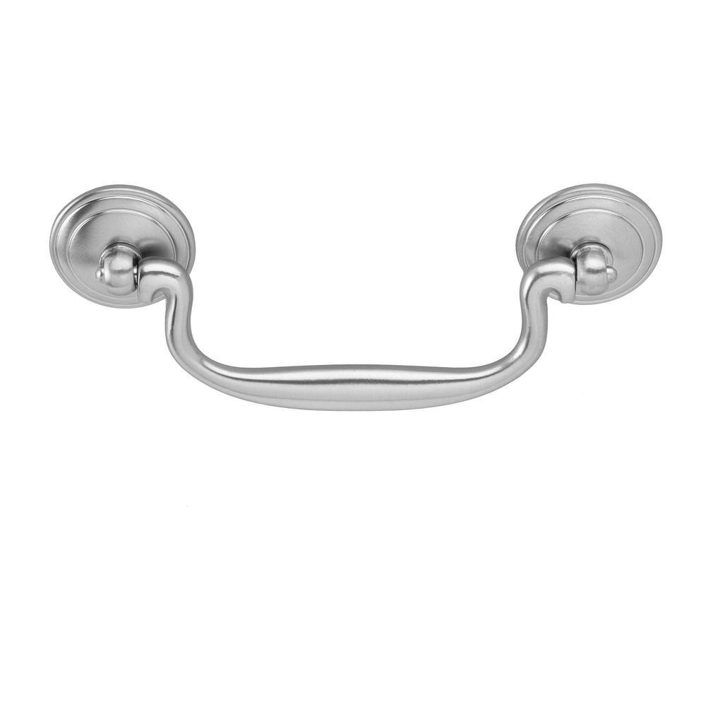 Satin Nickel 4-Inch Drop Bail Handle with Mounting Hardware