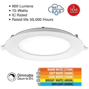 6 in. Canless Low Profile Adjustable CCT Integrated LED Recessed Light Trim 900 Lumens Dimmable Wet Rated (24-Pack)