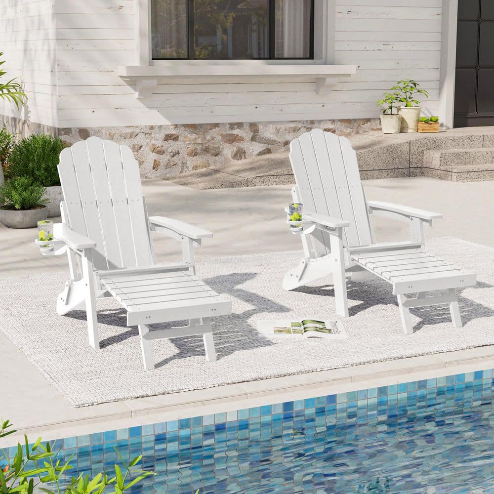 Bewood Outdoor Plastic Folding Adirondack Chair with Retractable