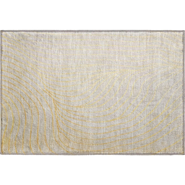 Mayfield Premium Machine Washable Abstract AMF2107 Gold 2 ft. x 3 ft. Accent Rug