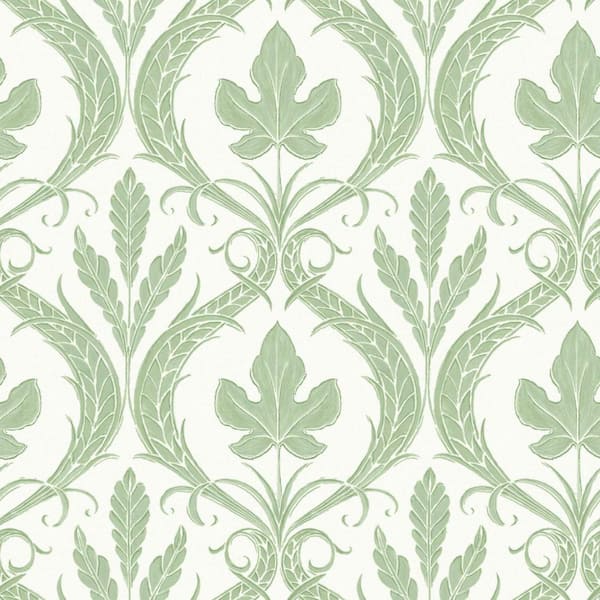 York Wallcoverings 56 sq ft. Green Adirondack Damask Pre-Pasted Wallpaper