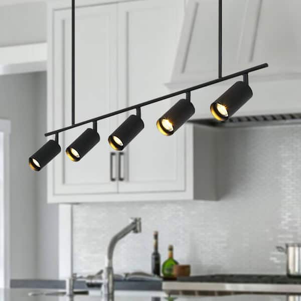 Black Flexible Track Lighting Cylinder Ceiling Spot Lighting Modern Hanging Track Lighting Industrial Pendant Light