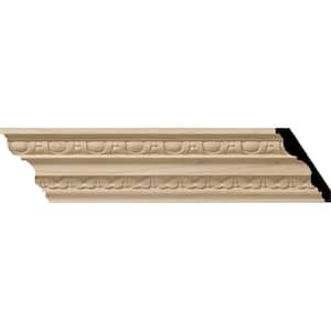 2-1/4 in. x 94-1/2 in. x 3 in. Unfinished Wood Cherry Bedford Carved Crown Moulding