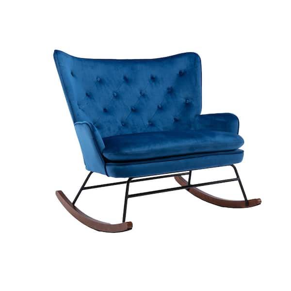 Wateday Blue Fabric Rocking Side Chair High Back Arm-Sofa