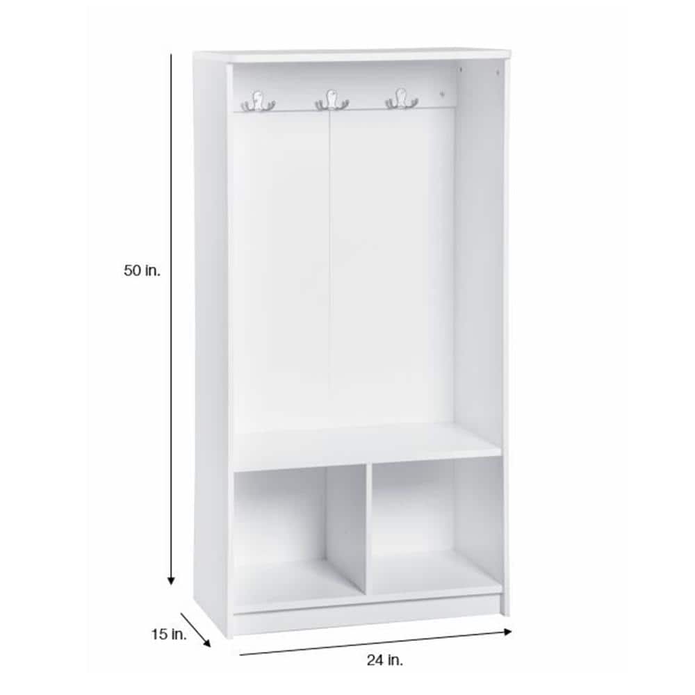 White Kid's Storage Organizer with Hooks and Cubes
