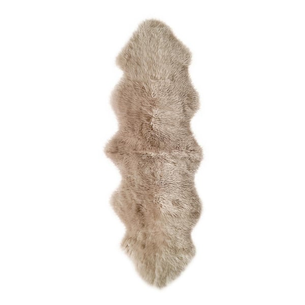 HomeRoots Josephine Taupe 2 ft. x 6 ft. Solid Sheepskin Area Rug